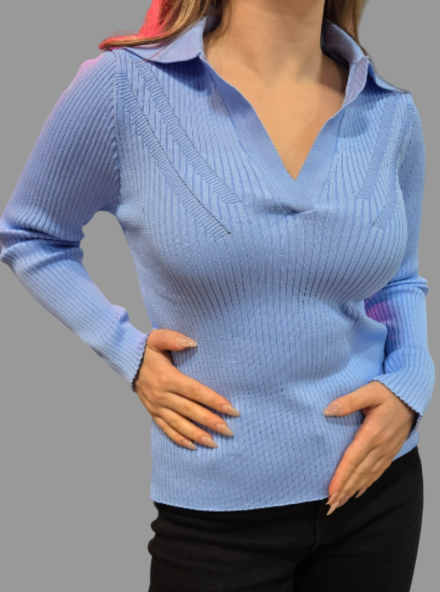 Collared Neck Top Astudio.fashion