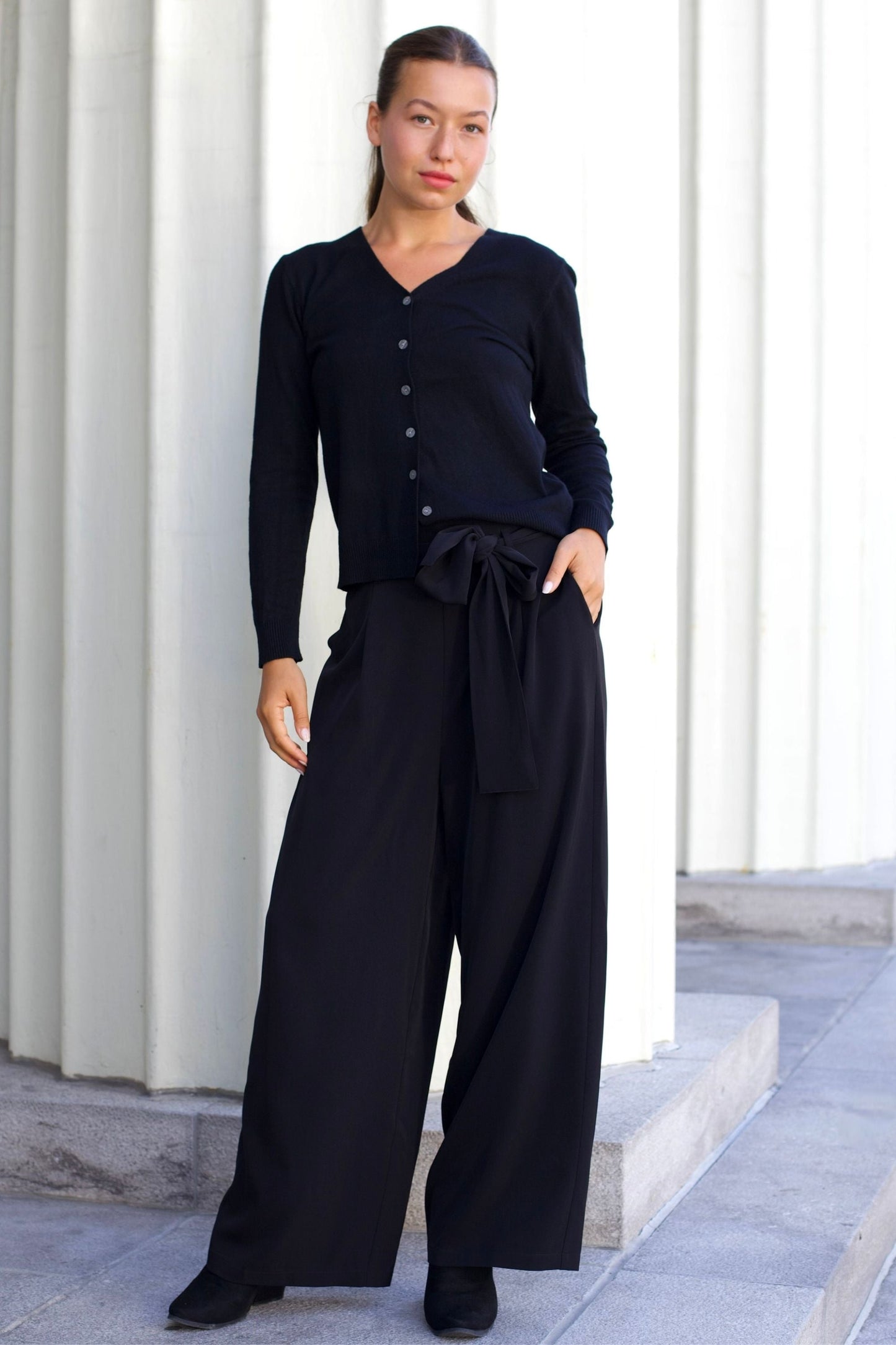 Collette Lightweight Solid Cardigan Button Front Long Sleeves - Velora Luxury Fashion