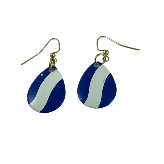 Colorado Deep Cup Blue White Striped Spinner Blade Earrings - Velora Luxury Fashion