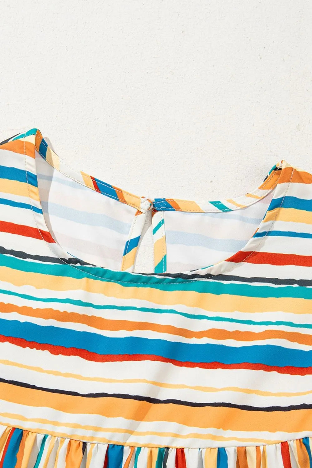 Colorful Striped Cap Sleeve Blouse - Velora Luxury Fashion