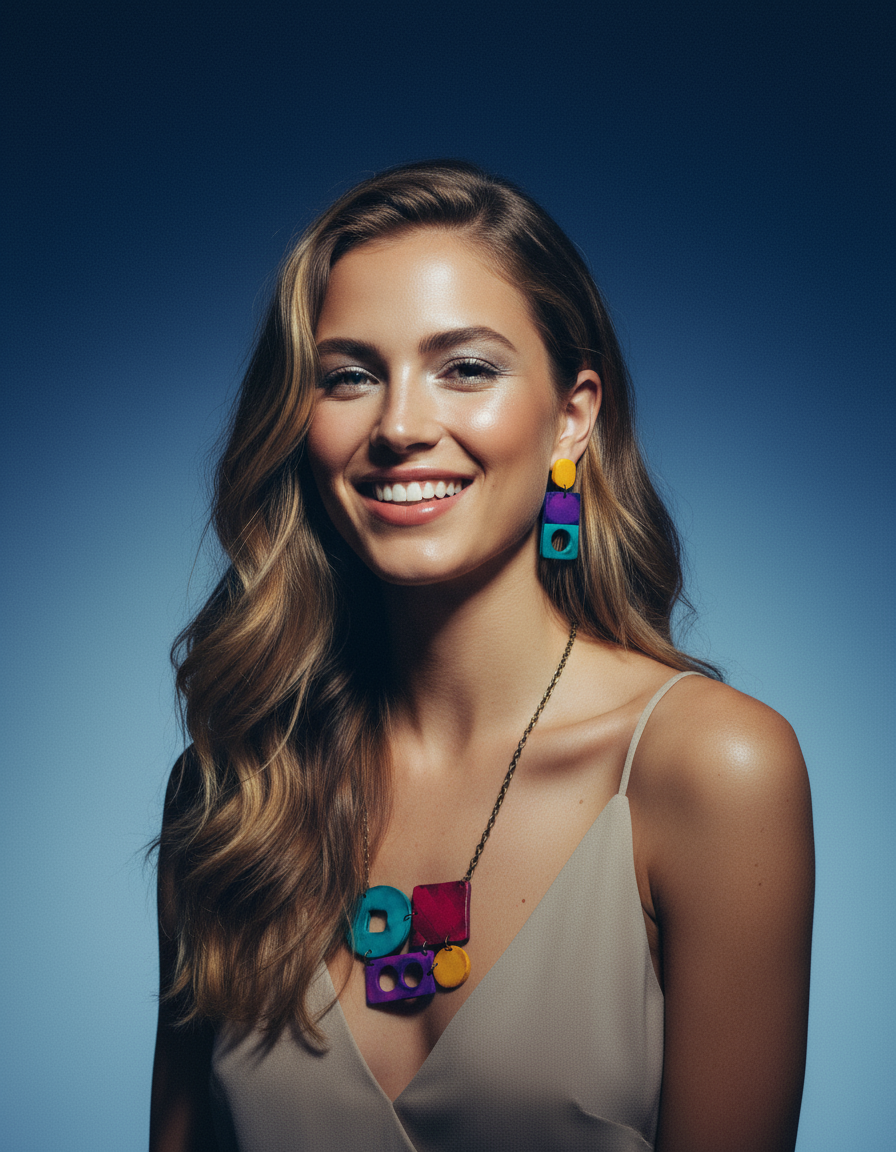 Funky Statement Necklace with Bold Colorful Geometric Style - Velora Luxury Fashion