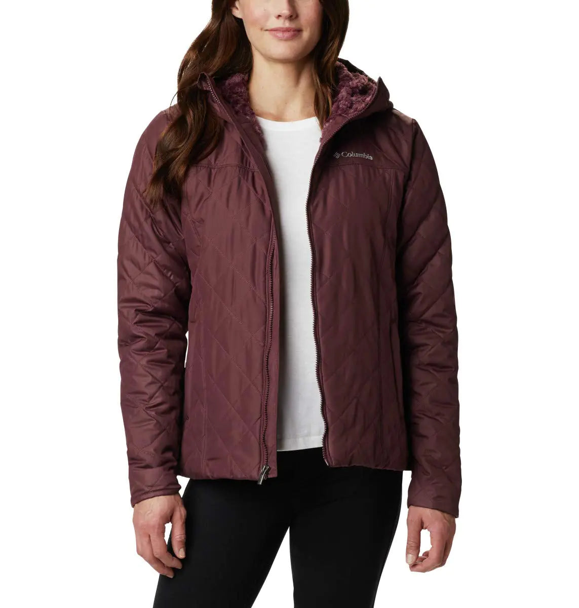 Columbia Womens Copper Crest Hooded Jacket Malbec Medium - Velora Luxury Fashion