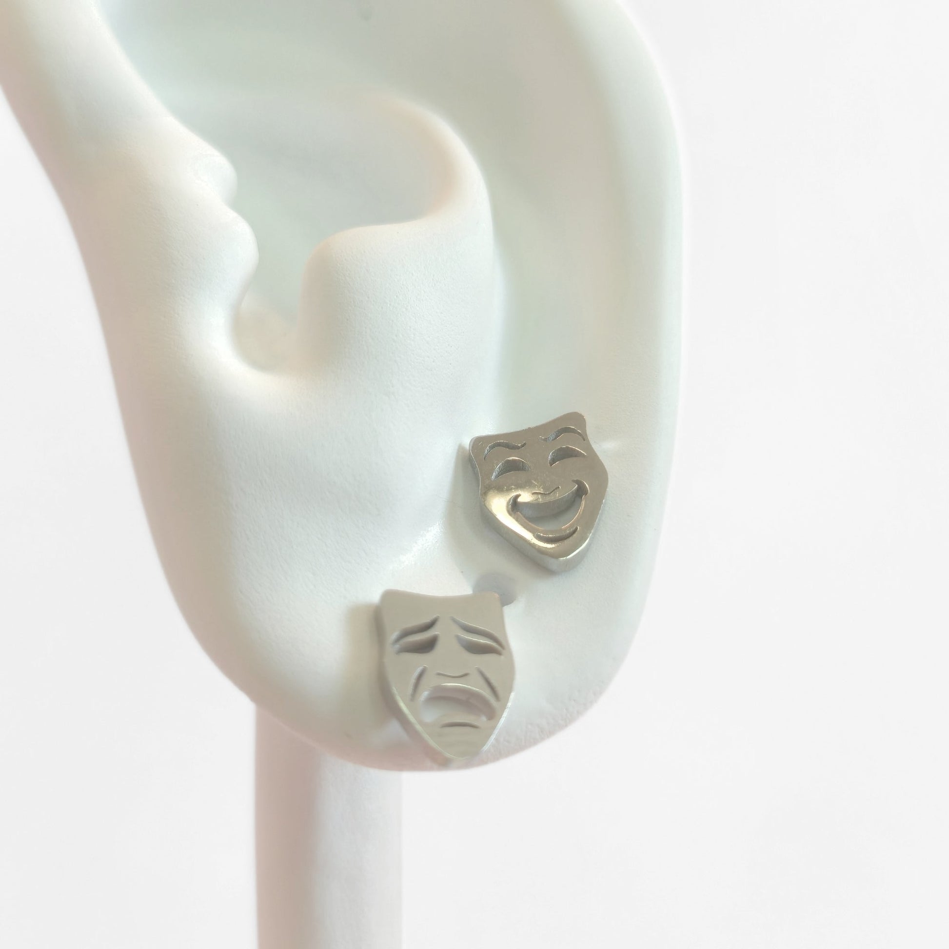 Comedy & Tragedy Studs (Silver) - Velora