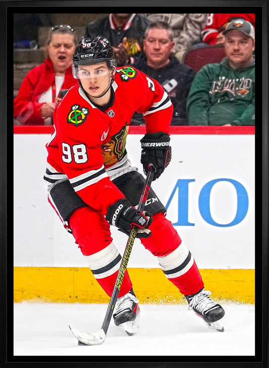 Connor Bedard 20x29 Framed Canvas Chicago Blackhawks - Velora Luxury Fashion