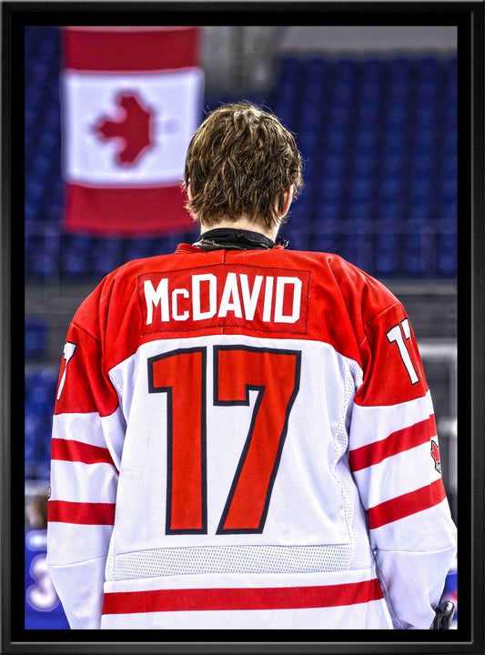 Connor McDavid 20x29 Framed Canvas Team Canada White-V Back View - Velora Luxury Fashion