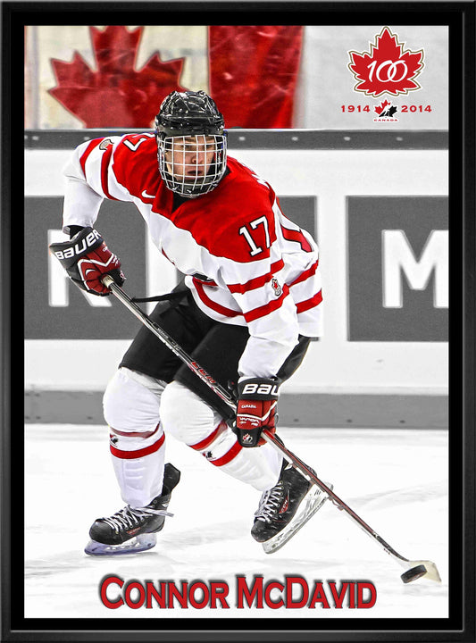 Connor McDavid Team Canada Framed 20x29 Skating Canvas Framed - Velora Luxury Fashion