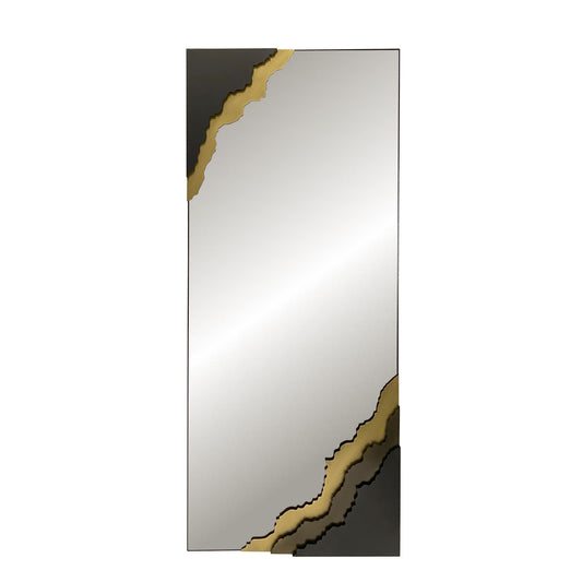 Contour Reflections: Dual-Tone Metal Frame Floor and Wall Mirror - Velora Luxury Fashion