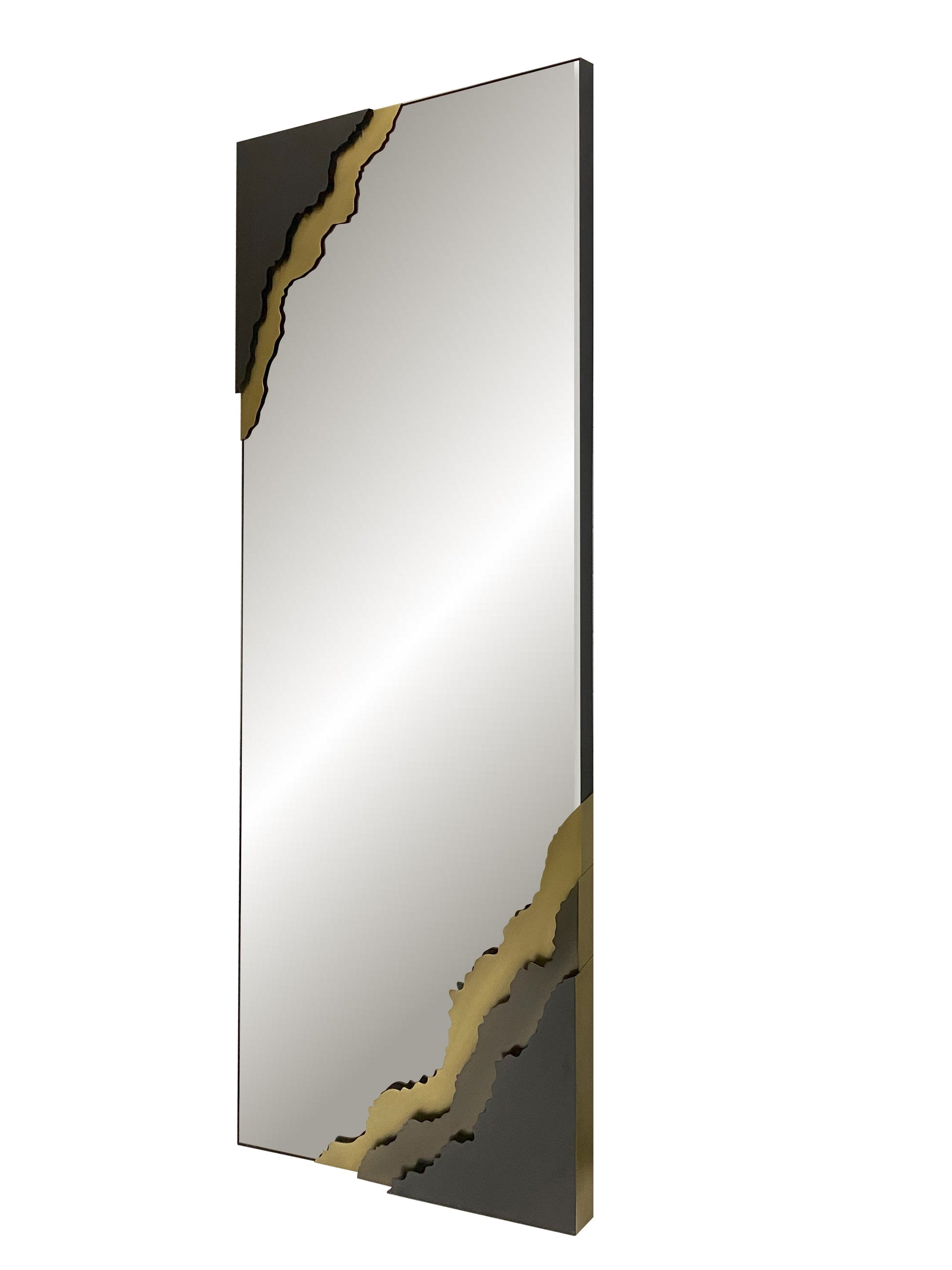 Contour Reflections: Dual-Tone Metal Frame Floor and Wall Mirror - Velora Luxury Fashion