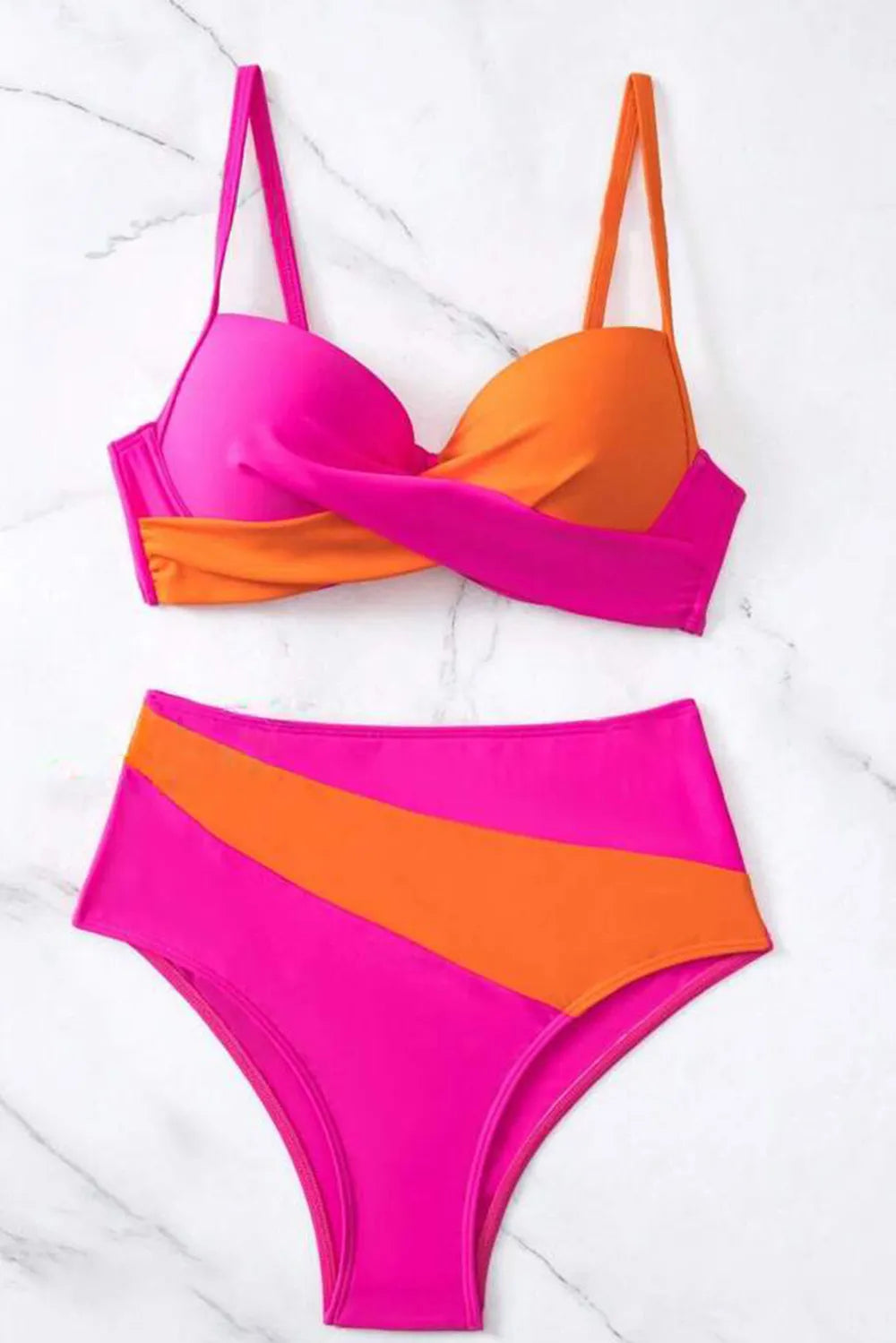 Contrast Sweetheart Neck Bikini Set - Velora Luxury Fashion