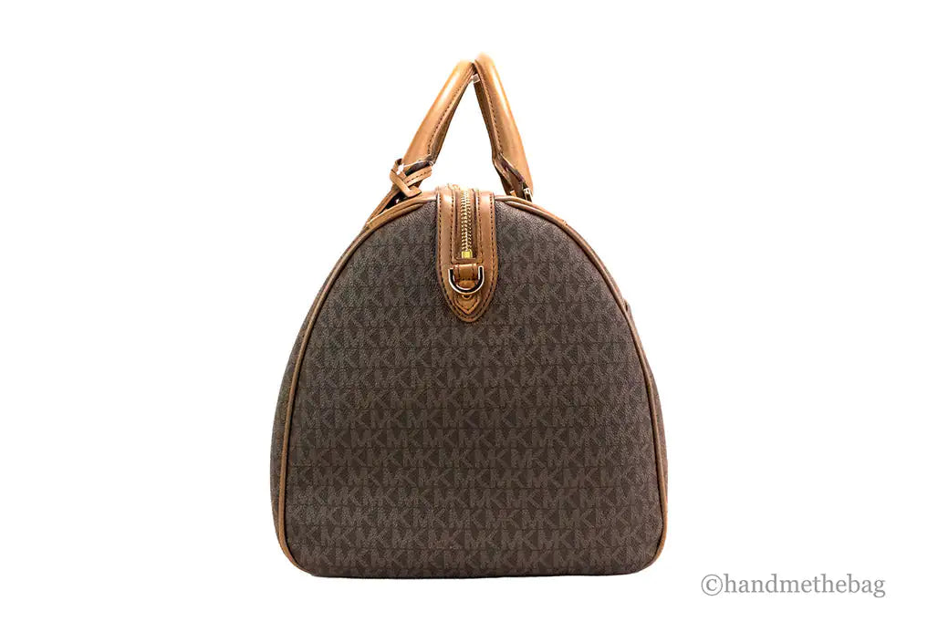 Copy of Michael Kors Travel Extra Large Brown PVC Top Zip Duffle Weekender Luggage Bag - Velora Luxury Fashion