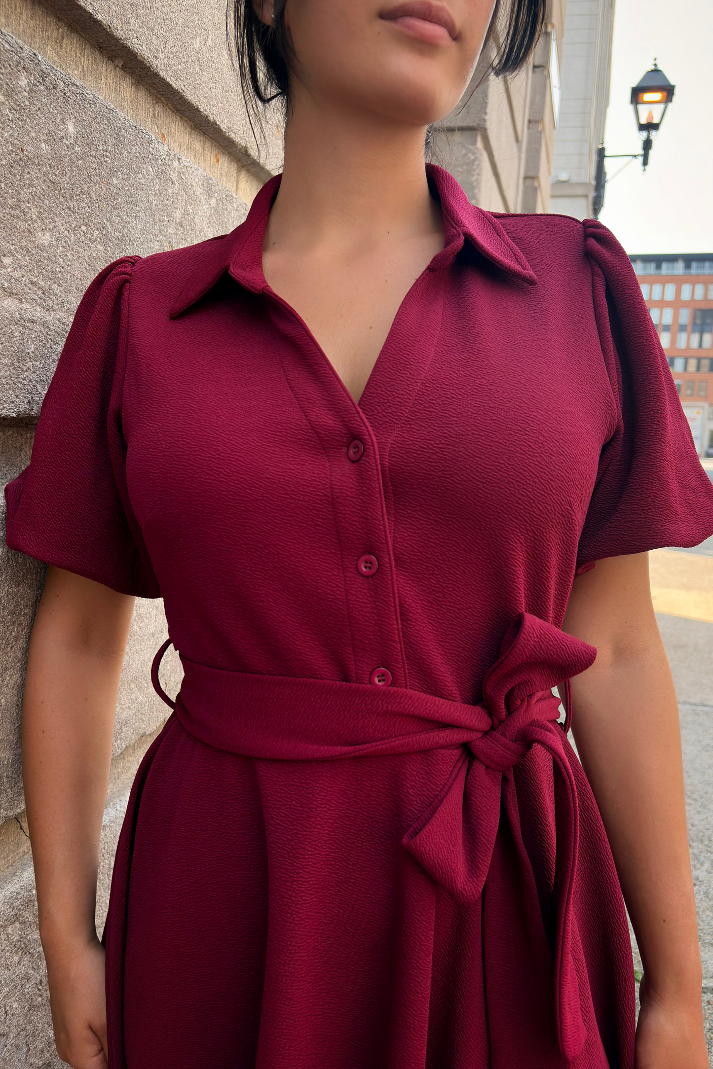 Coralie Tie-Waist Fit-and-Flare Dress with Bell Sleeves - Velora Luxury Fashion