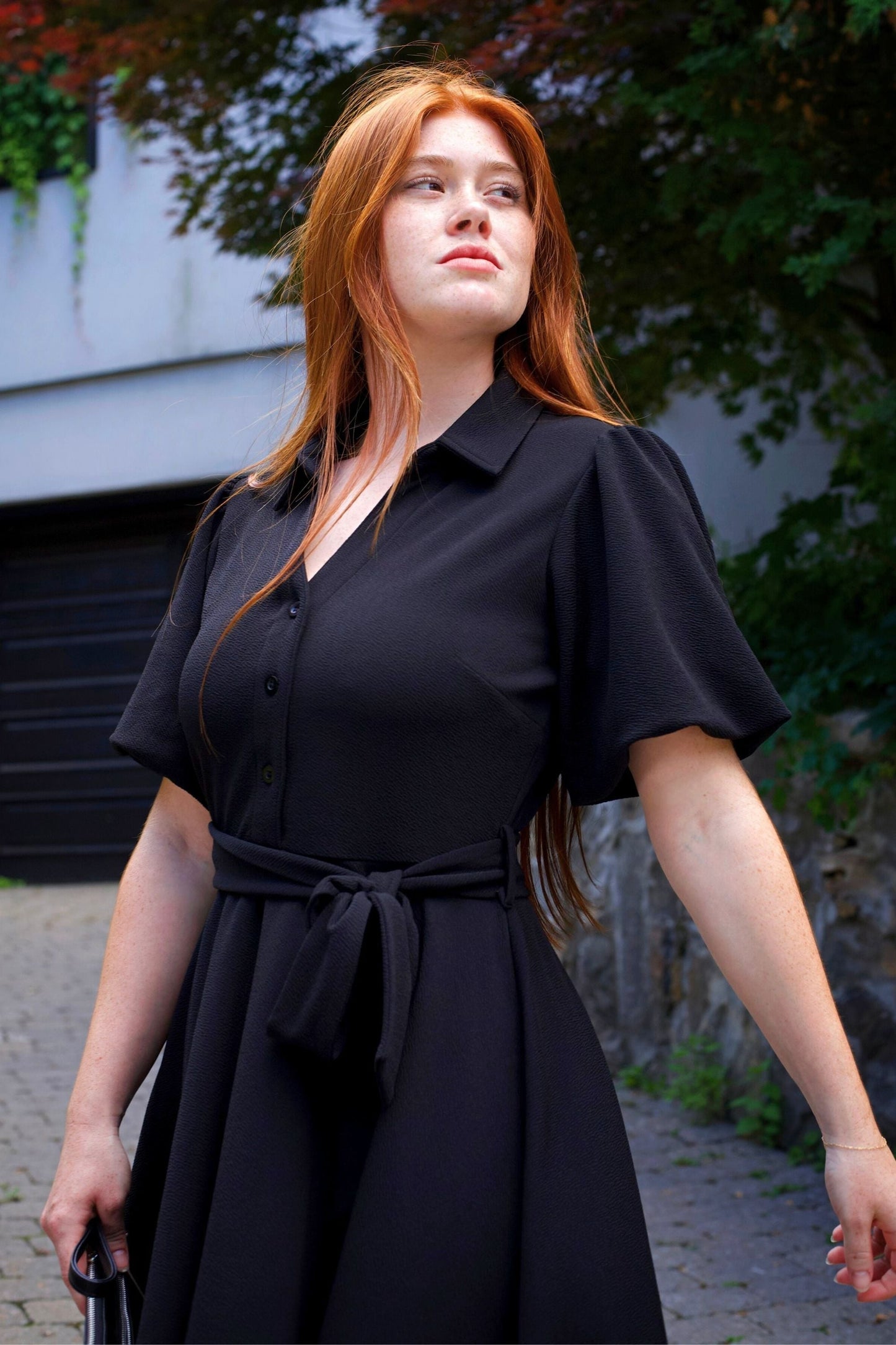 Coralie Tie-Waist Fit-and-Flare Dress with Bell Sleeves - Velora Luxury Fashion