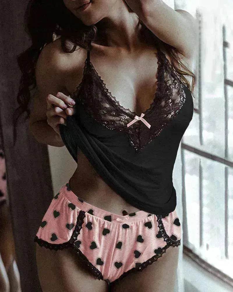 Cotton Strap lace pajamas - Velora