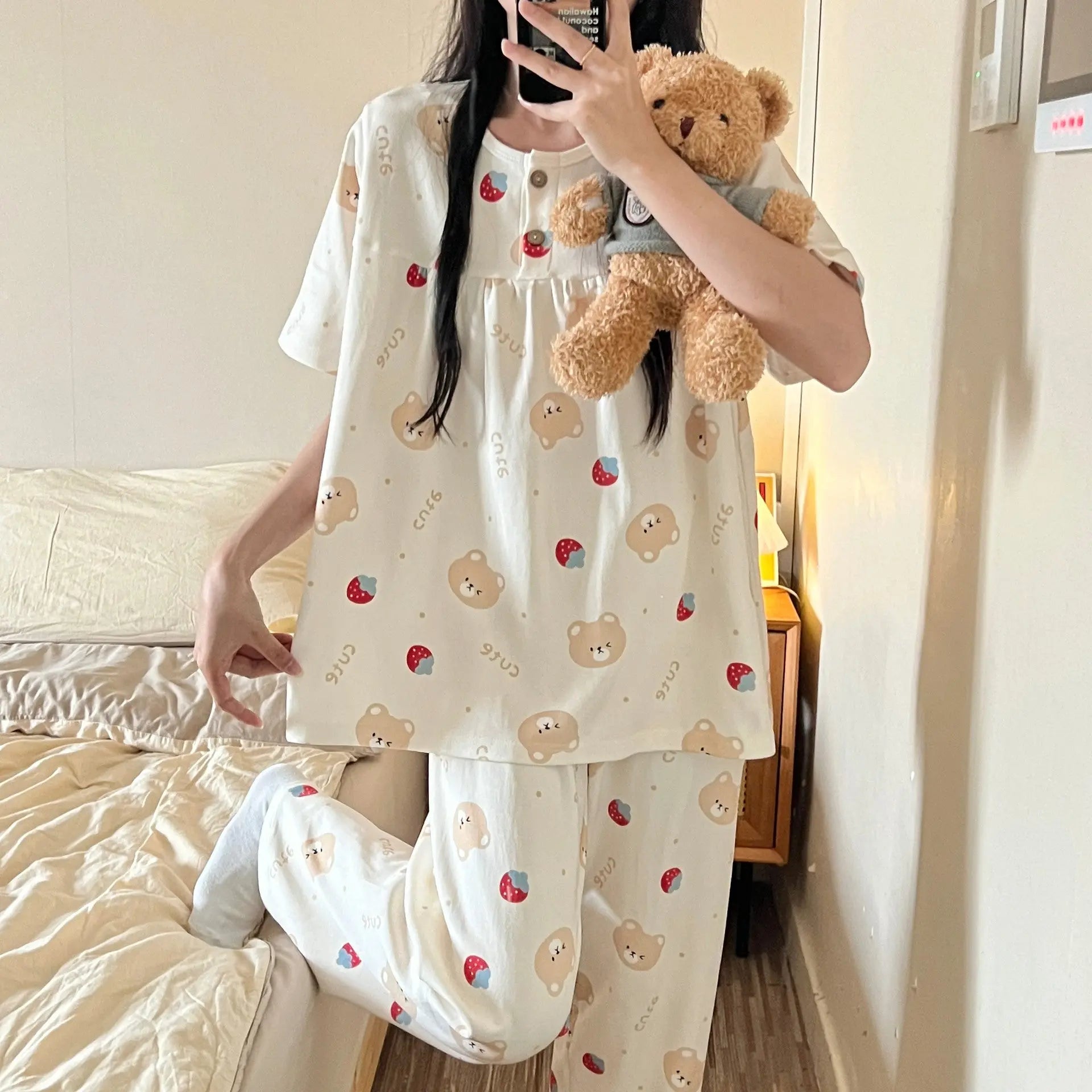 Cotton Three-piece Pajamas For Women Spring And Summer EX-STOCK Canada