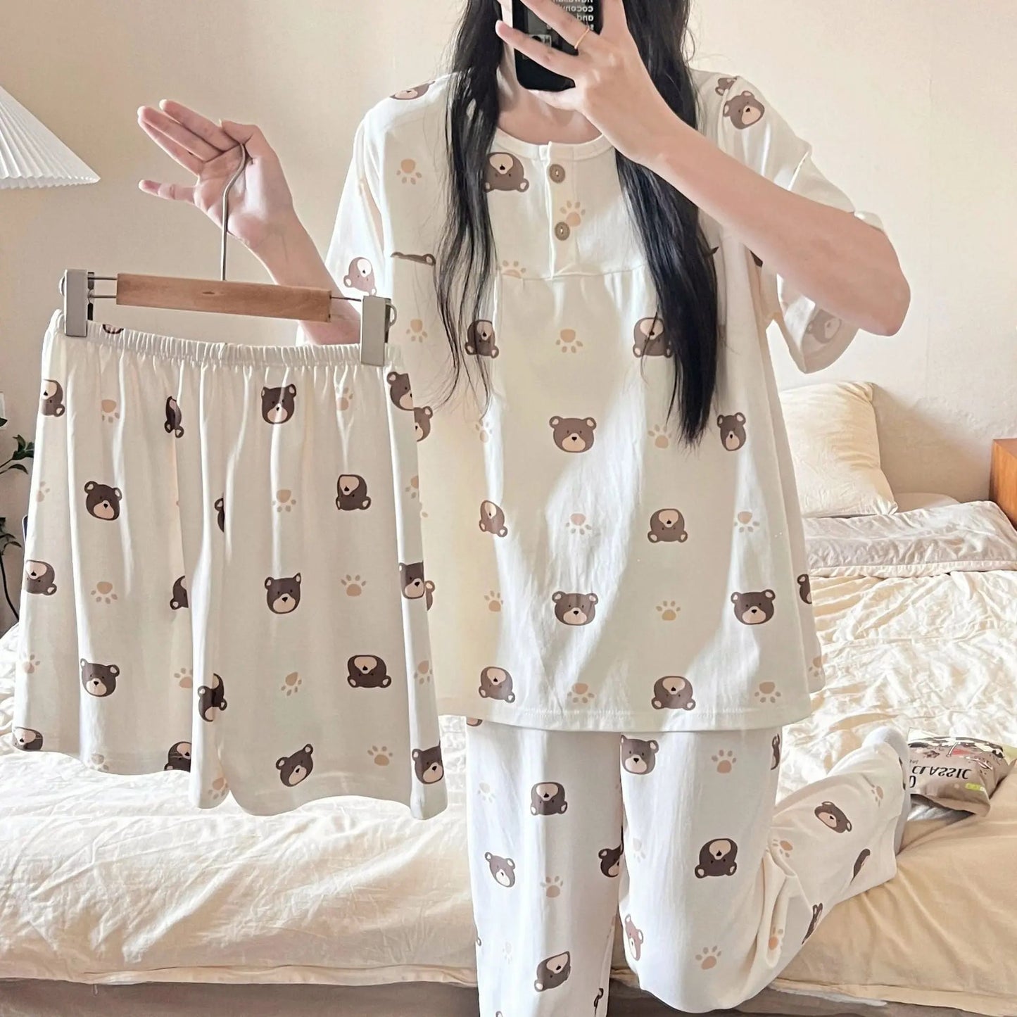 Cotton Three-piece Pajamas For Women Spring And Summer EX-STOCK Canada