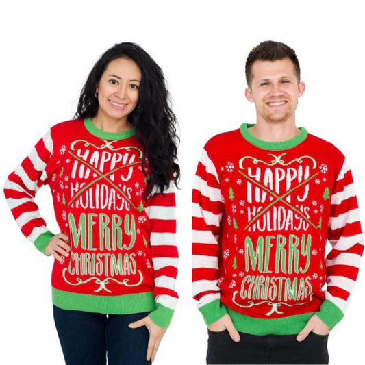Couple - Happy Holidays Merry  Sweater - Velora Luxury Fashion