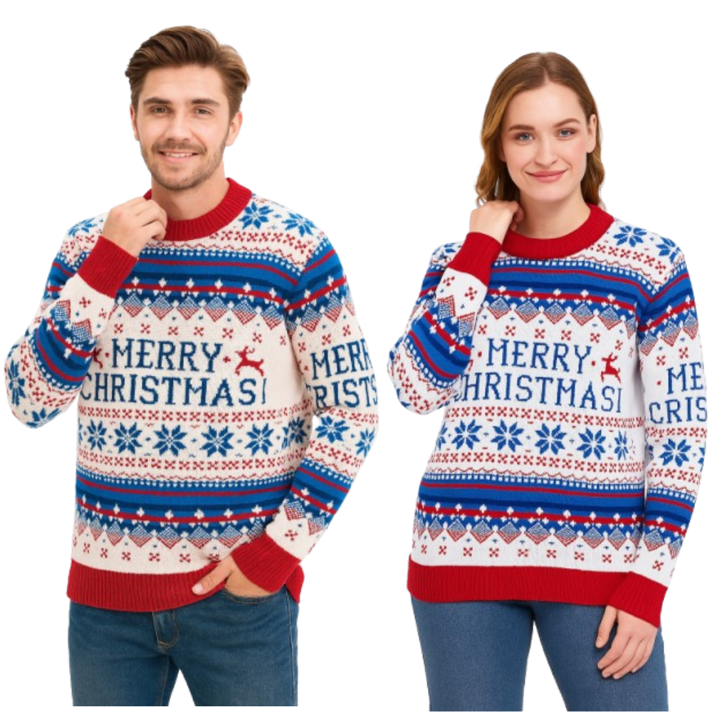 Couple - White Merry Christmas Sweater - Velora Luxury Fashion