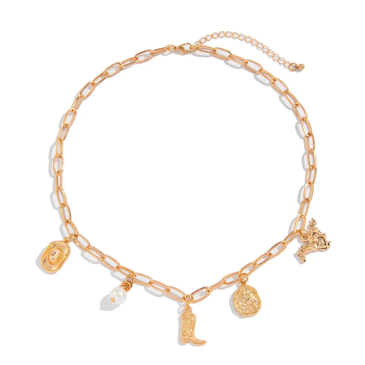 Cowboy Boot Alloy Pendant Necklace Irregular - Velora