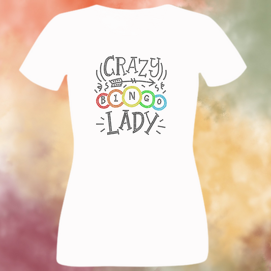 Crazy Bingo Lady Rhinestone Shirt – Funny Bingo Sparkle Bling Tee | Blingdazzel