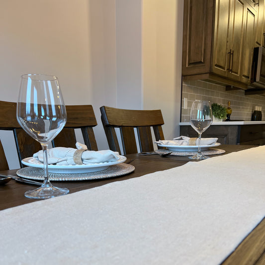 Cream Organic Cotton Hemp Canvas Table/Bed Runner - Velora Luxury Fashion