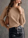 Crew Neck Long Sleeve Sweater - Velora Luxury Fashion