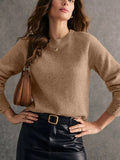 Crew Neck Long Sleeve Sweater - Velora Luxury Fashion