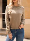 Crew Neck Long Sleeve Sweater - Velora Luxury Fashion