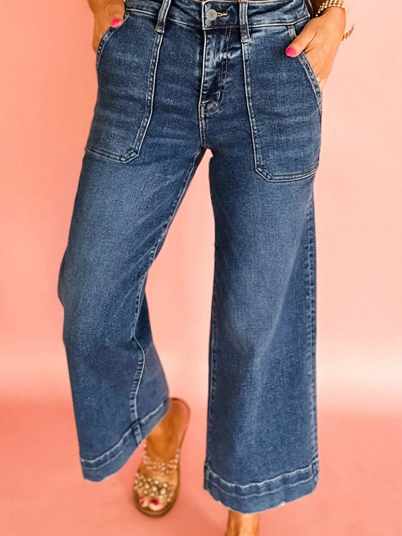 Cropped High Rise Wide Leg Jeans - Velora Luxury Fashion