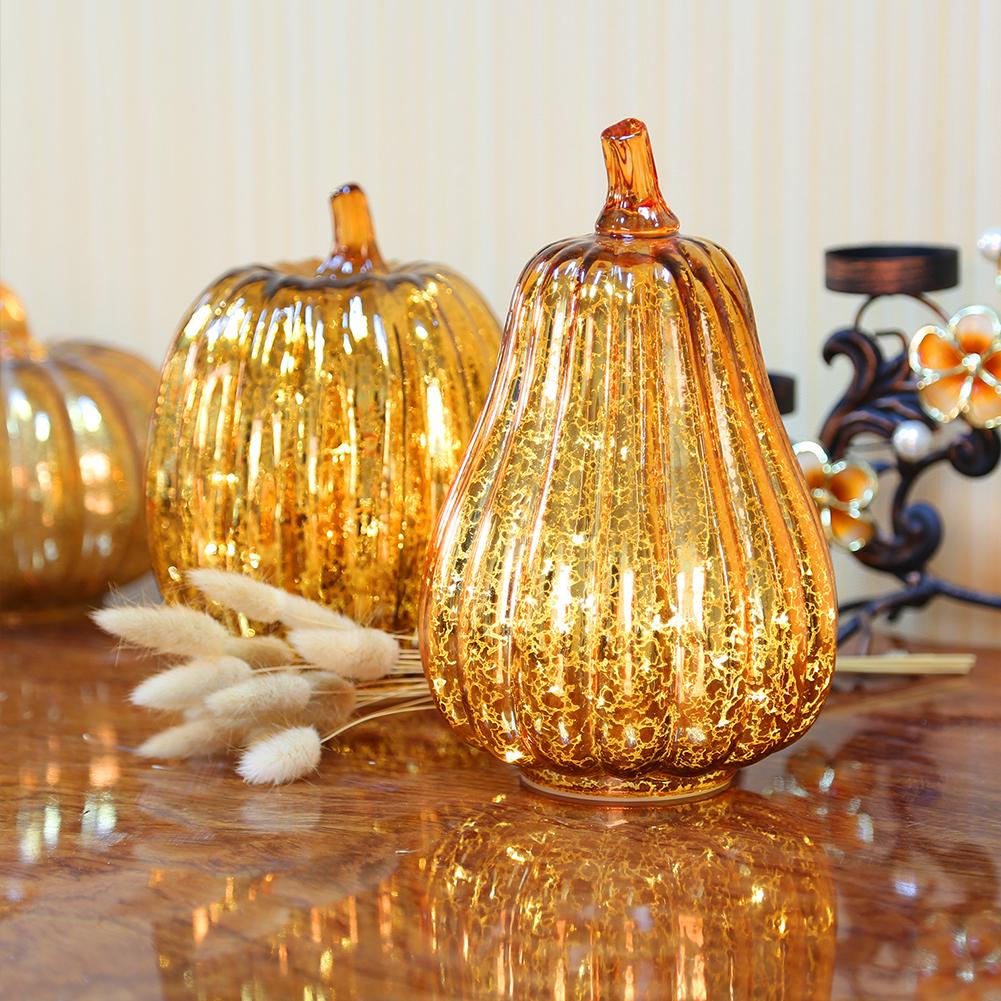 Crystal Glass Pumpkin Lamp - Velora Luxury Fashion