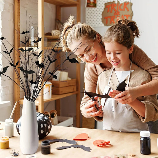 Curly Willow Branches 29.5 Inch Artificial Bendable Stems Black Branches With 36Pcs Halloween Bat Stickers For Halloween Wreath Home Party Decorations--Cannot Be Listed On Amazon Platform - Velora