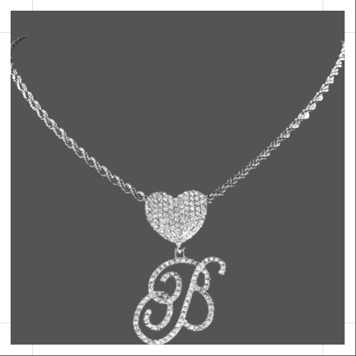 Cursive Letter Pendant Rope Chain - Silver - Velora Luxury Fashion