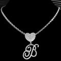Cursive Letter Pendant Rope Chain - Silver - Velora Luxury Fashion