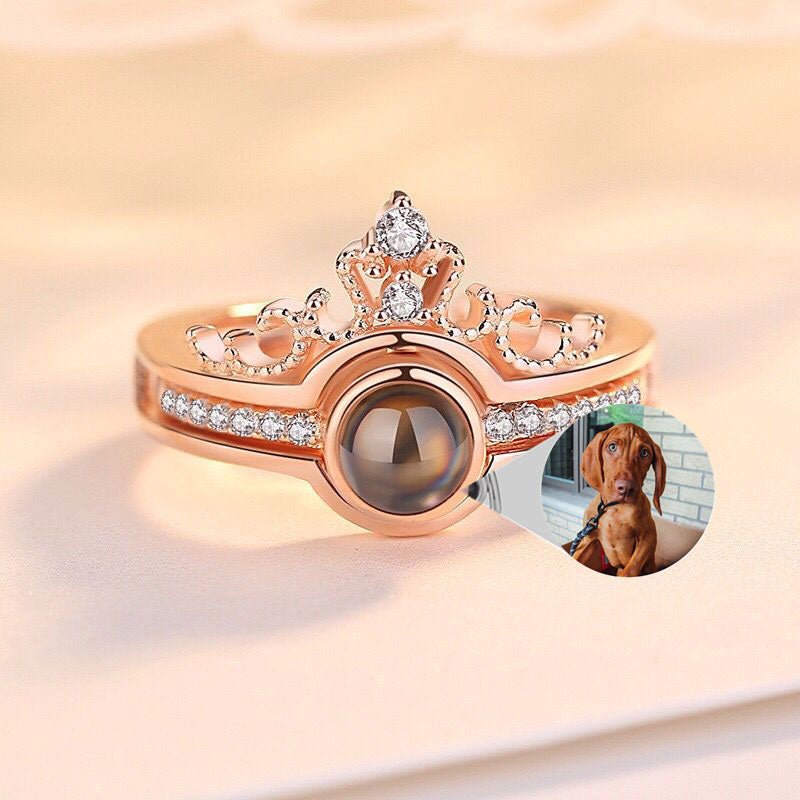 Custom Pet Photo Tiara Crown Ring - Velora Luxury Fashion