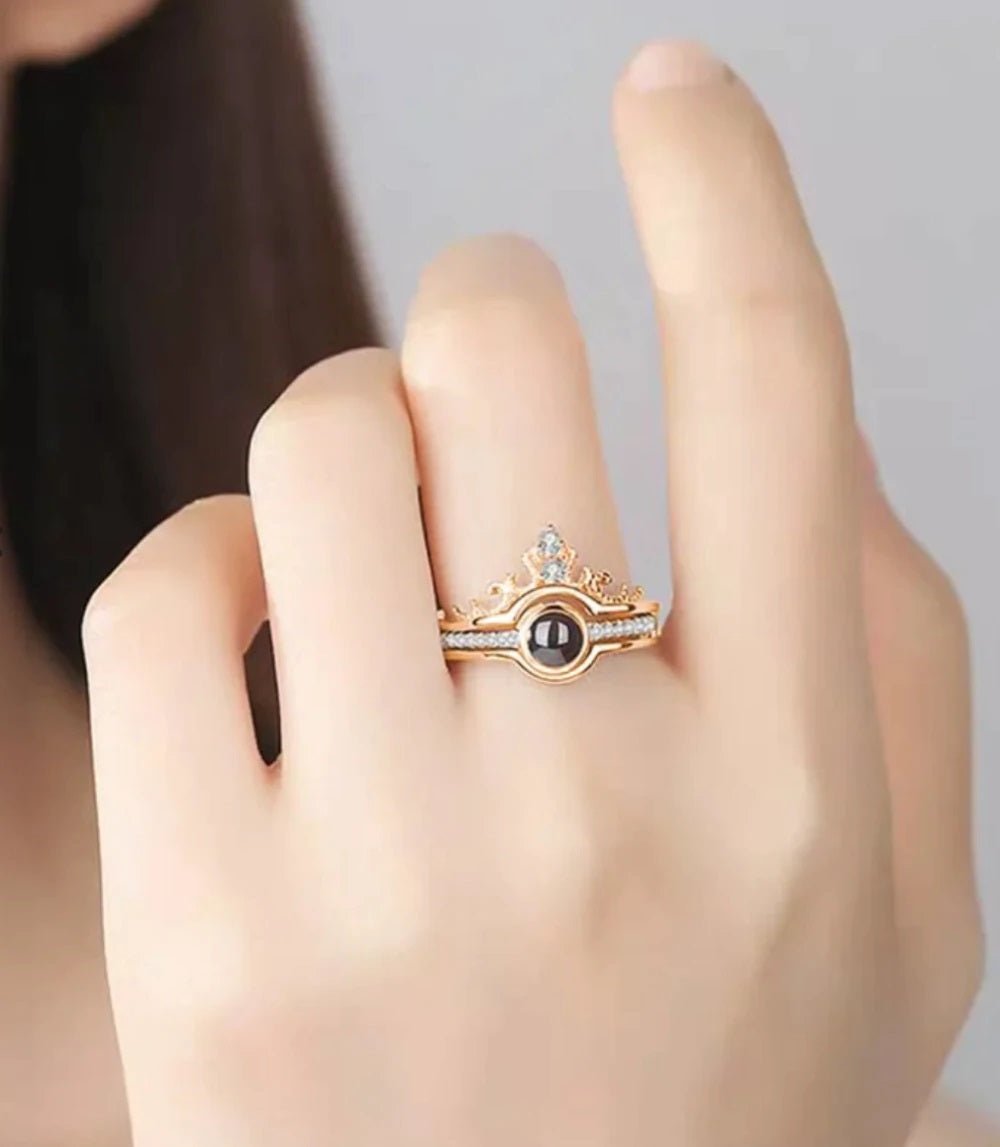 Custom Pet Photo Tiara Crown Ring - Velora Luxury Fashion