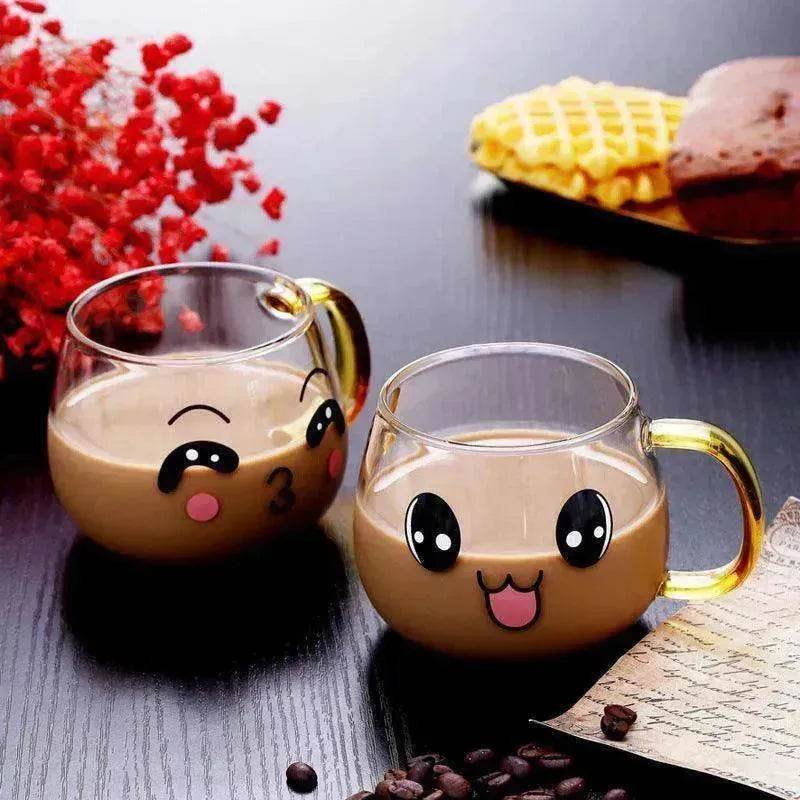 Cute Glass Expression Coffee Cup Mug - Velora