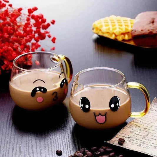Cute Glass Expression Coffee Cup Mug - Velora