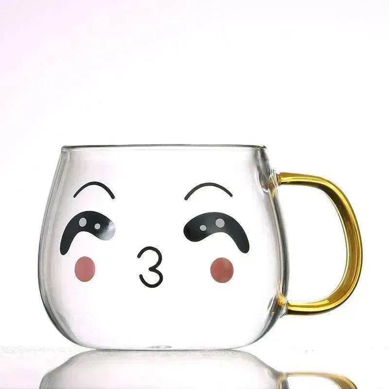 Cute Glass Expression Coffee Cup Mug - Velora