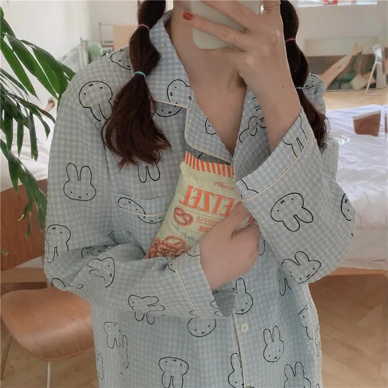 Cute Rabbit Pajamas For Women Sweet Long Sleeve Cardigan Suit EX-STOCK Canada