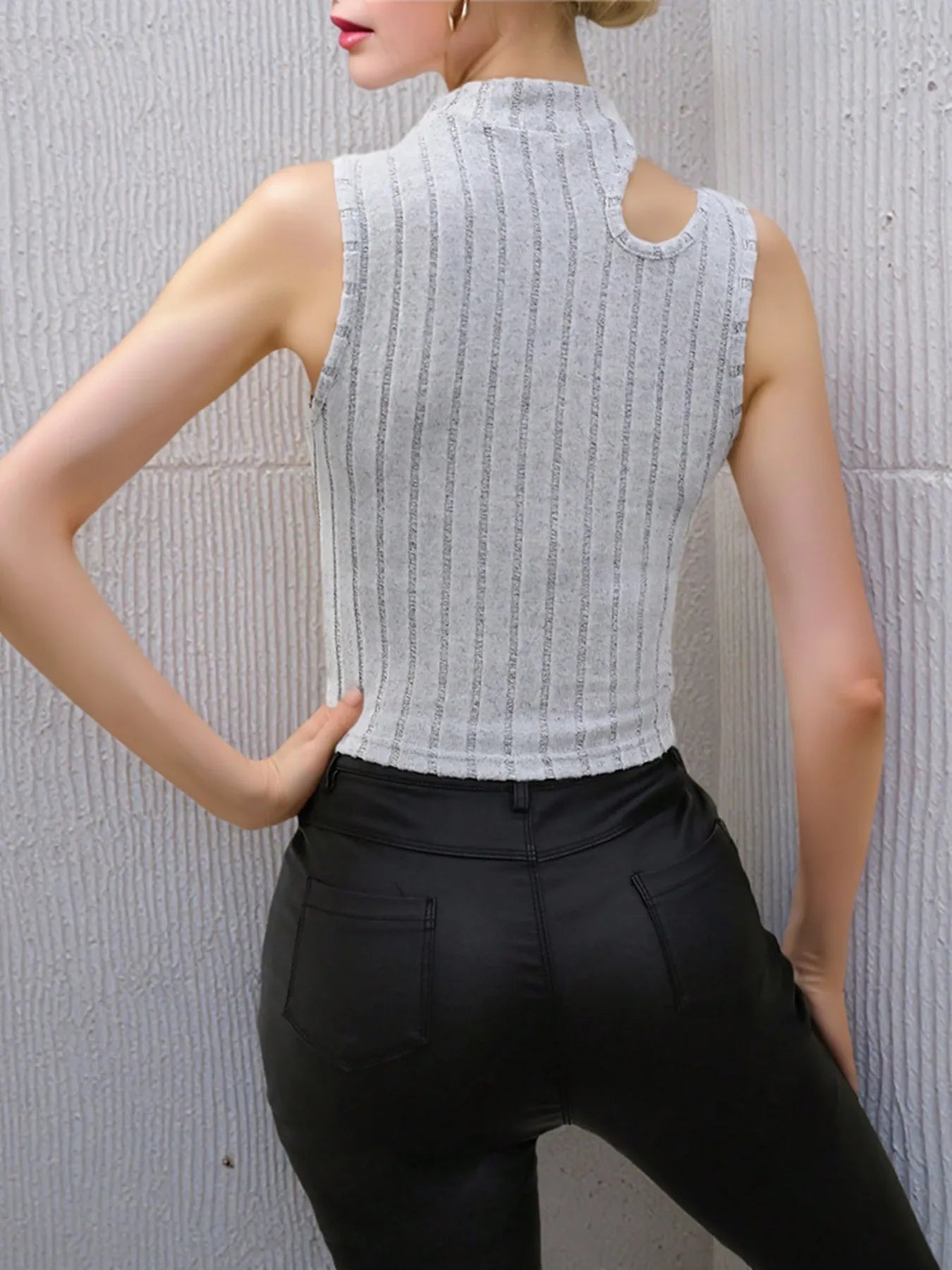 Cutout Ribbed Knit Tank - Velora Luxury Fashion