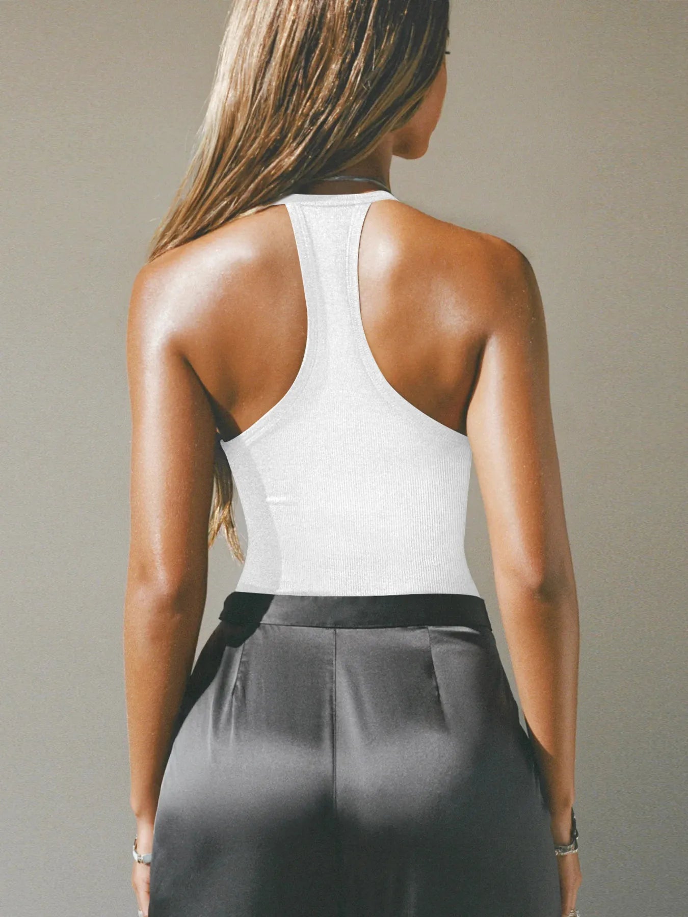 Cutout Ribbed Tank Top - Velora Luxury Fashion