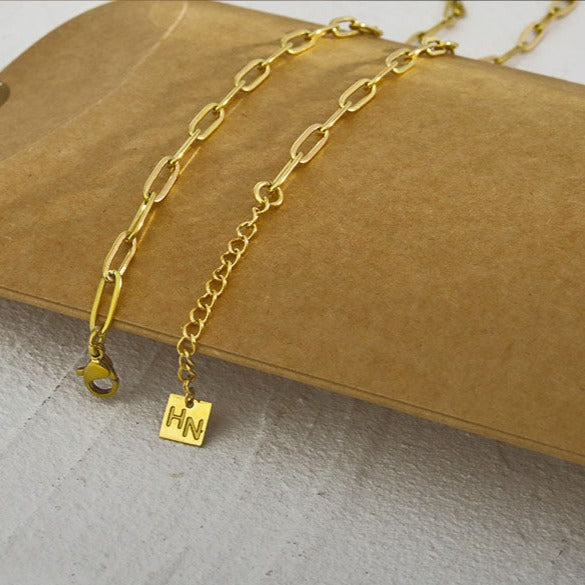 DALIA: Essential Gold Chain Link Paper-Clip Necklace - Velora Luxury Fashion