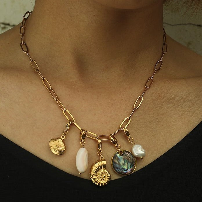 DALIA: Essential Gold Chain Link Paper-Clip Necklace - Velora Luxury Fashion