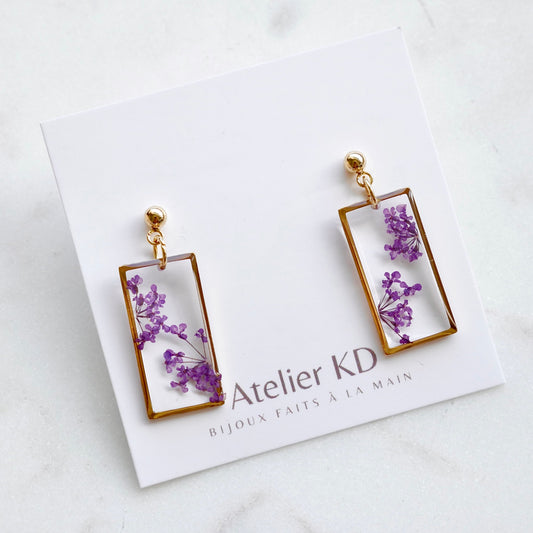 Boucles d'oreilles Estelle violet - rectangle (moyen) - Velora