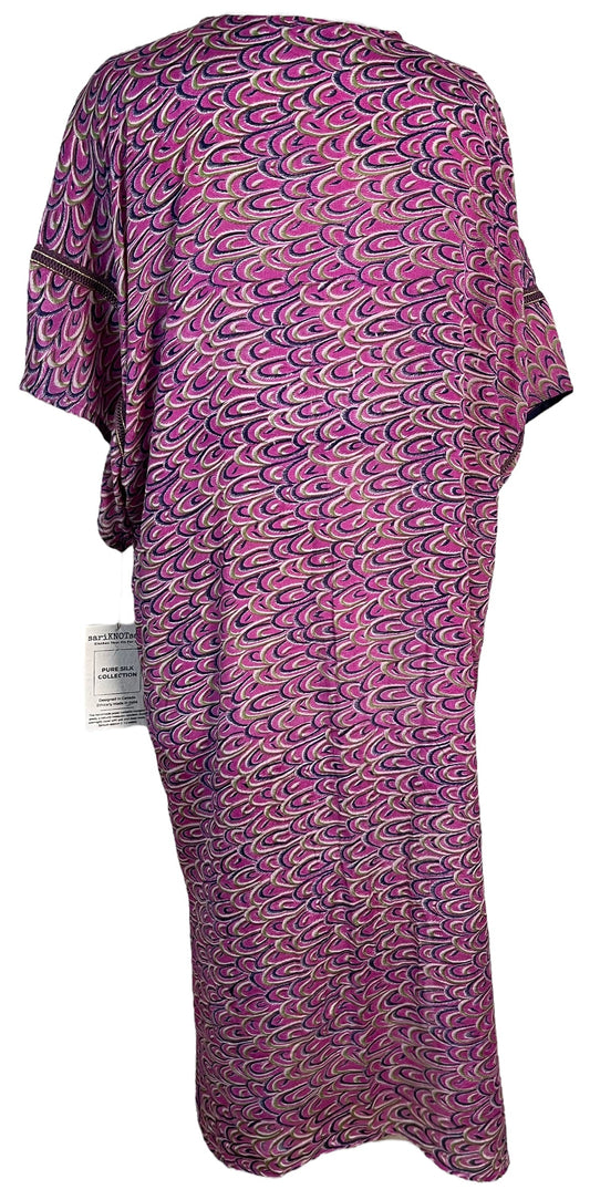 PRC6191 Avatar Long Pure Silk Kimono Sleeved Duster with Belt - Velora