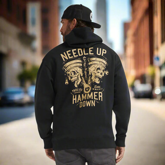 DHCM Men's Needle Up Hammer Down Twins Hoodie - Velora Luxury Fashion