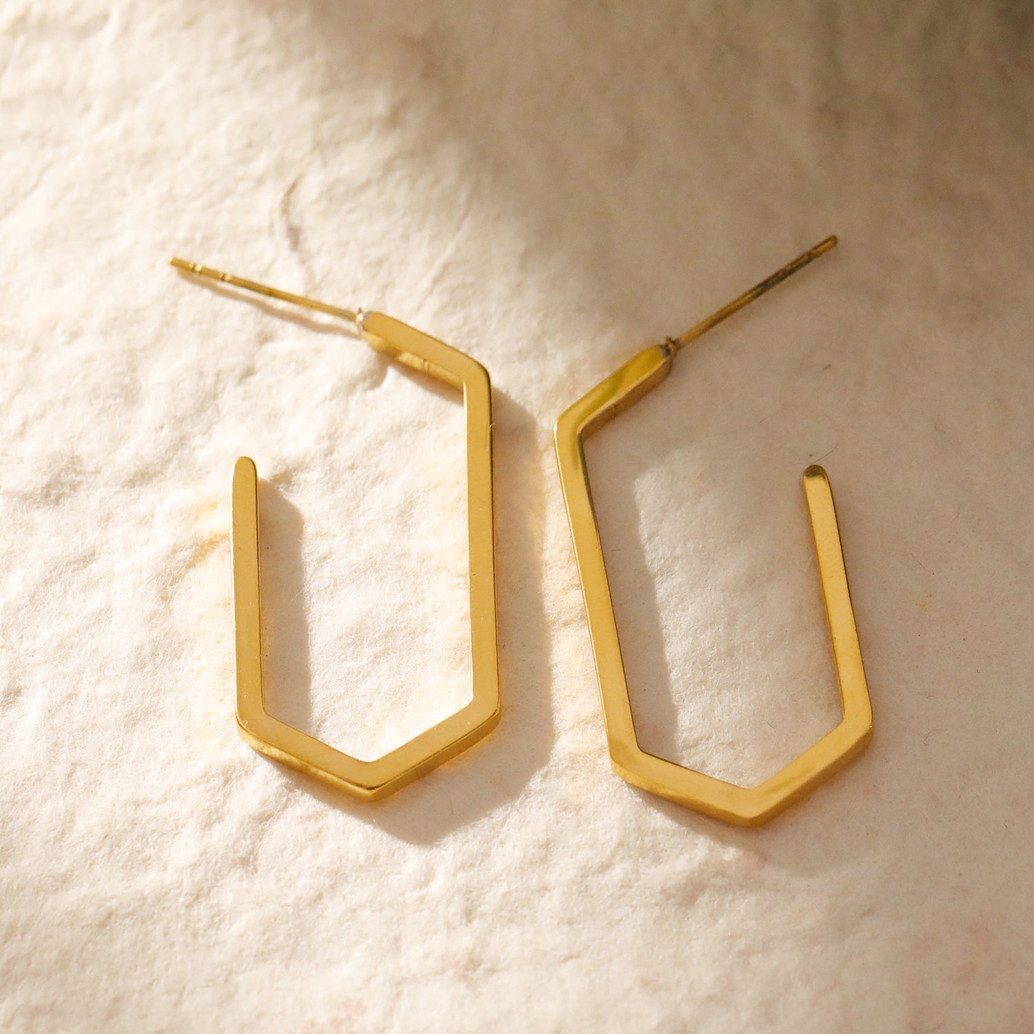 DIMITRA "Geometry Redefined - Rectangle Hoop Earrings with Triangular Flair" - Velora Luxury Fashion