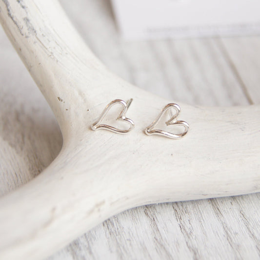 Heart stud earrings silver