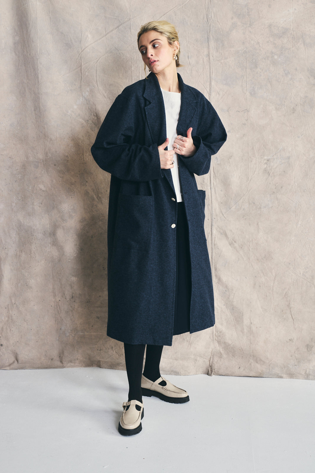 Relaxed Overcoat - Mixed Blue Devlyn van Loon