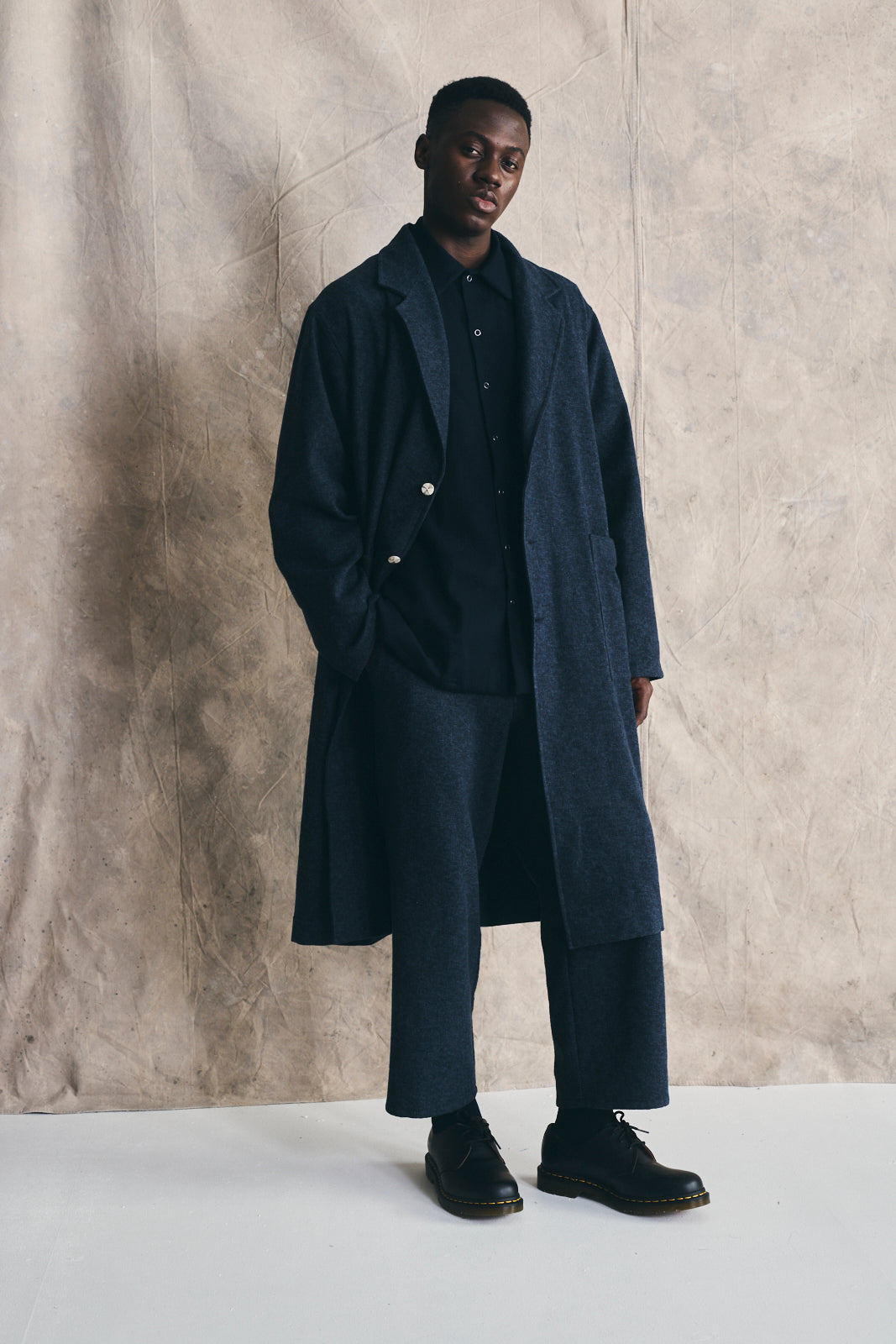 Relaxed Overcoat - Mixed Blue Devlyn van Loon