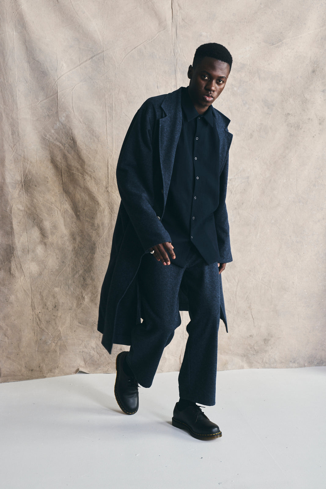 Relaxed Overcoat - Mixed Blue Devlyn van Loon